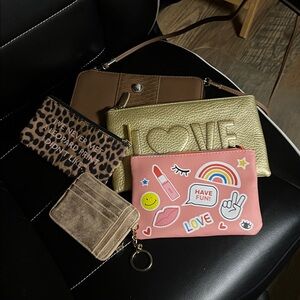 Gold and Pink Wallet Set with Leopard Print bag